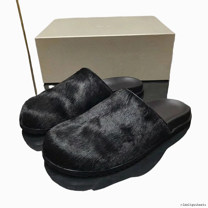 Rick Owens dark style black slippers