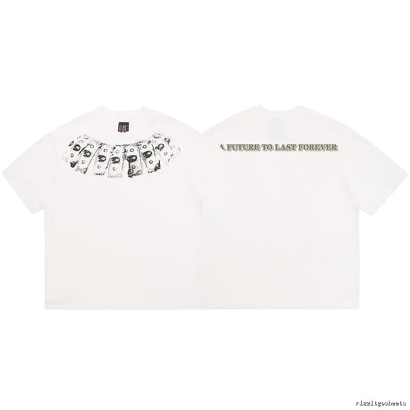 SAINT Dollar Bill Print Street Style White T-Shirt