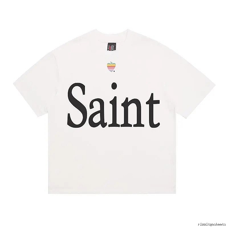 SAINT Letter Print Street Style Off-white T-shirt