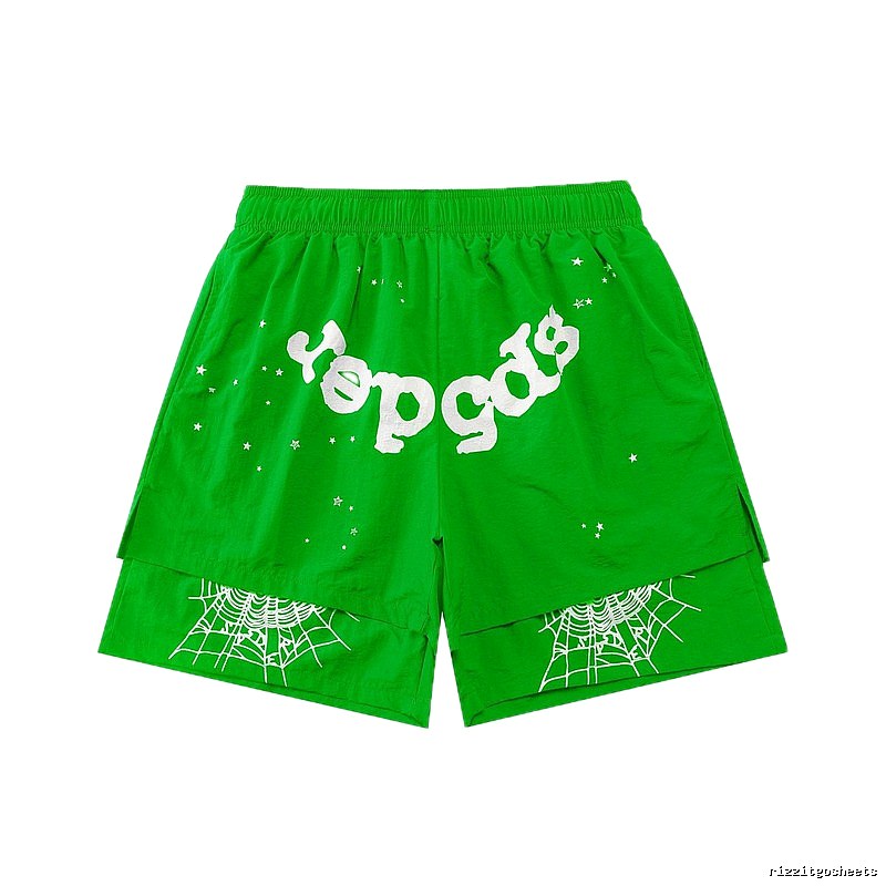 Sp5der Starburst Trendy Cool Green Shorts