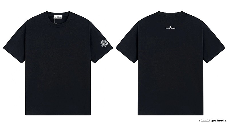 Stone Island Badge Techwear Style Black Short Sleeve T-Shirt