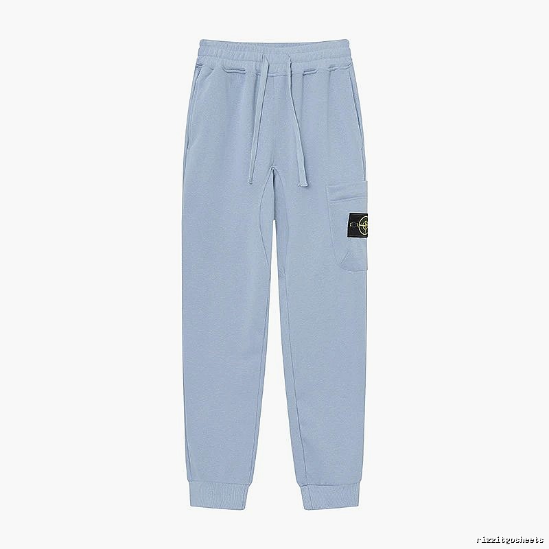 Stone Island Compass Badge Street Style Light Blue Cuffed Jogger Sweatpants