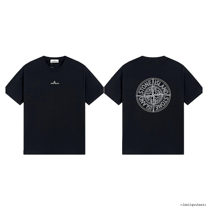 Stone Island Compass Print Trendy Cool Black T-Shirt