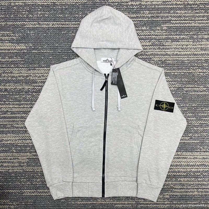 Stone Island Heather Gray Zip Hoodie Resort Wear