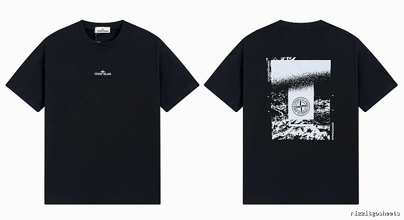 Stone Island Printed Functional Style Black Short Sleeve T-Shirt
