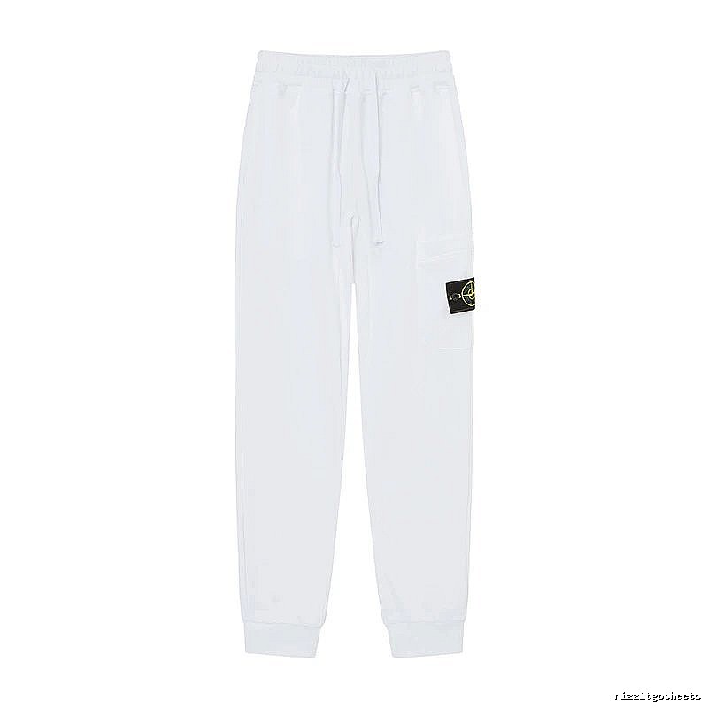 StoneIsland Badge Workwear Style White Sweatpants