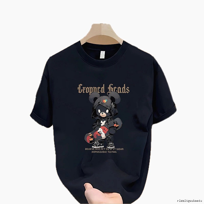Streetwear Brand Bearbrick Skateboarding Street Style Navy Blue T-Shirt