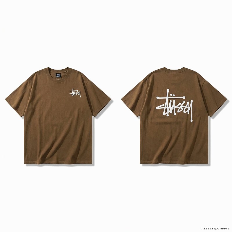 Stussy basic simple style coffee-colored T-shirt