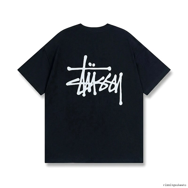 Stussy basic street style black T-shirt