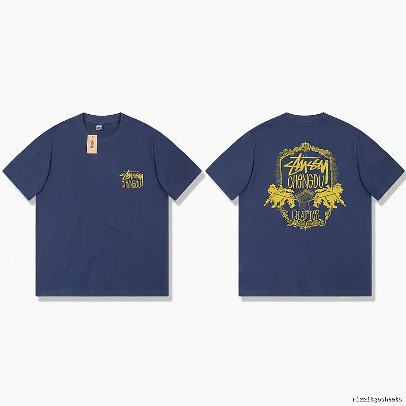 Stussy Chengdu Series Deep Blue Trendy T-shirt