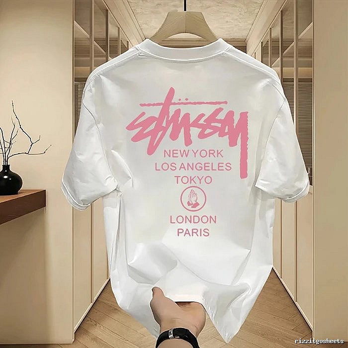 Stussy Classic Graphic T-shirt White Pink Stussy for Daily Styling
