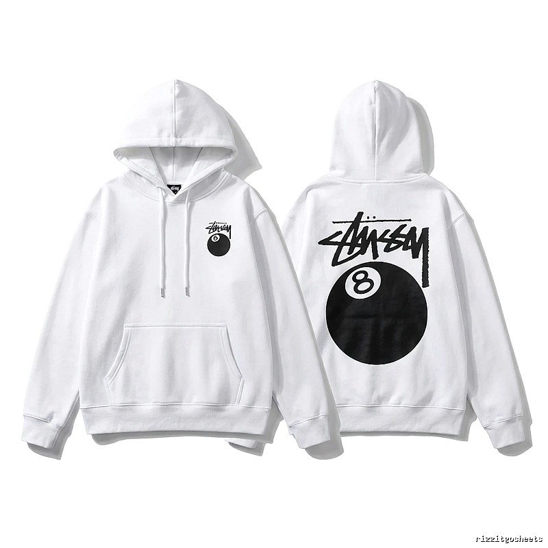 Stussy Eight Ball Series White Streetwear Hoodie