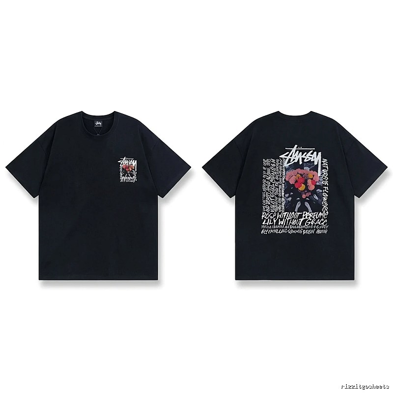 Stussy Floral Style Black T-shirt