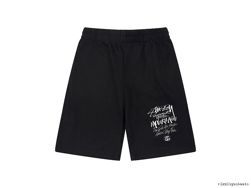 Stussy graffiti-style black shorts