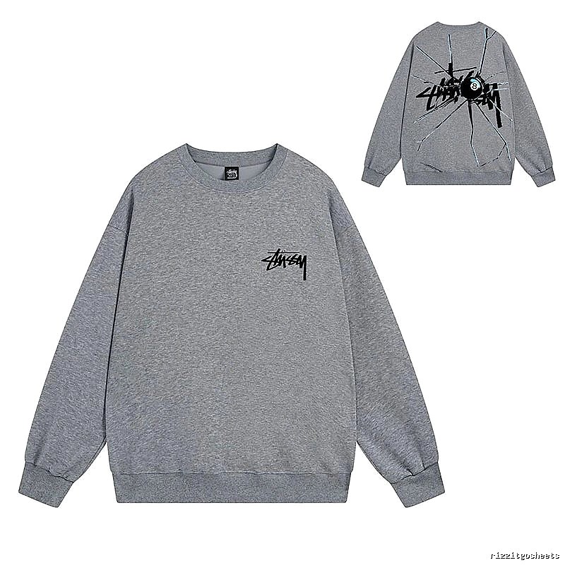 Stussy Gray Style 536 Graphic SweatShirt Casual Layering