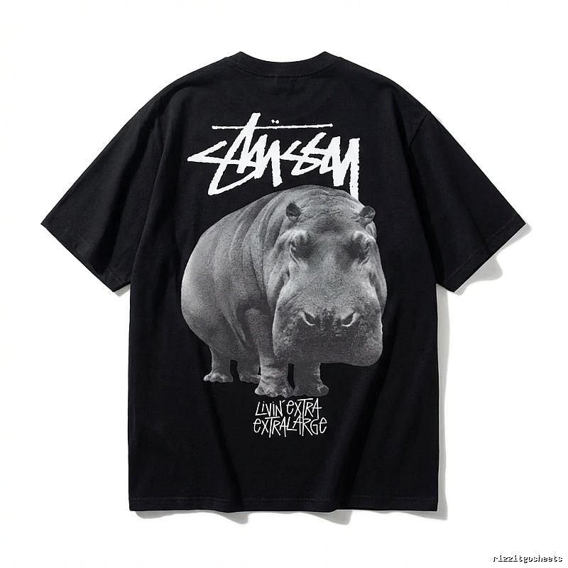 Stussy Hippo Print Black T-shirt