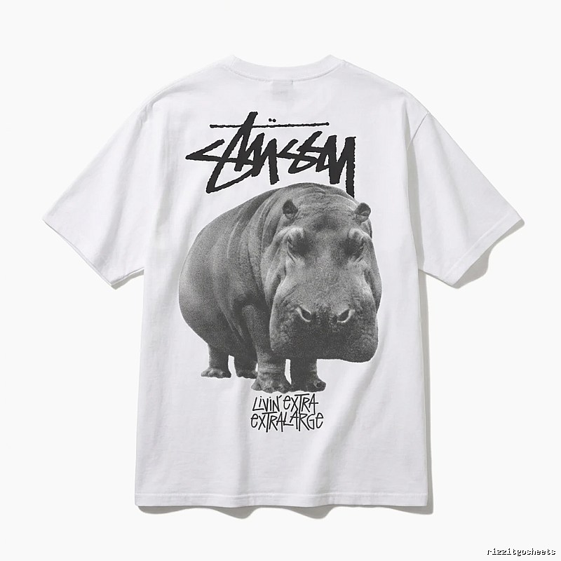 Stussy Hippo Trendy and Cool Style White T-shirt