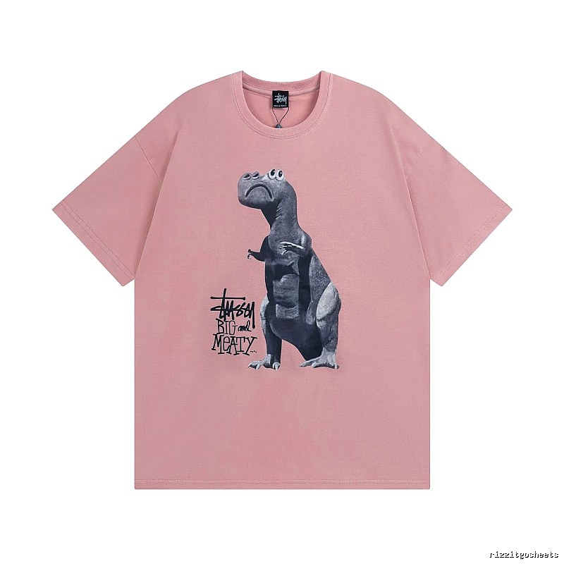 Stussy Pink Spider Graphic T-Shirt Easy Pairing Logo