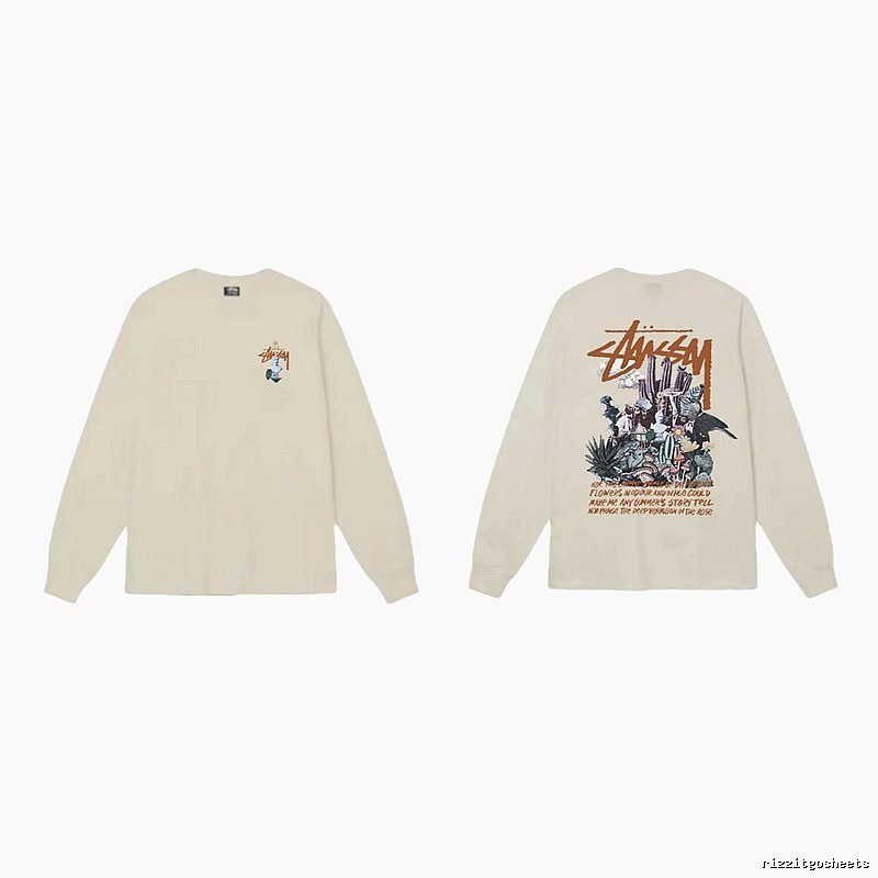 Stussy Print Retro Style Long-Sleeve (Off-White)