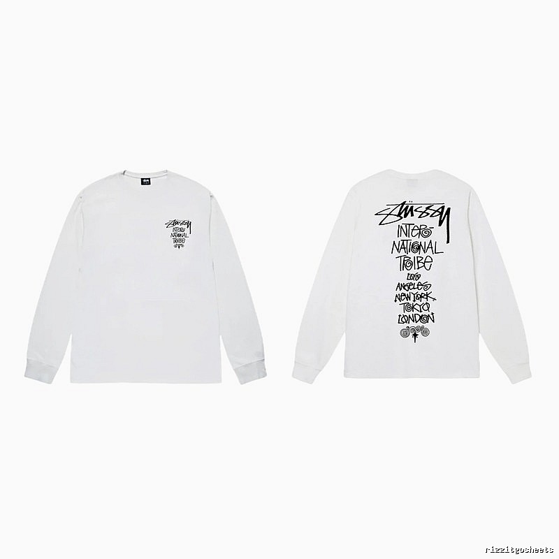 Stussy retro-style white long-sleeved shirt