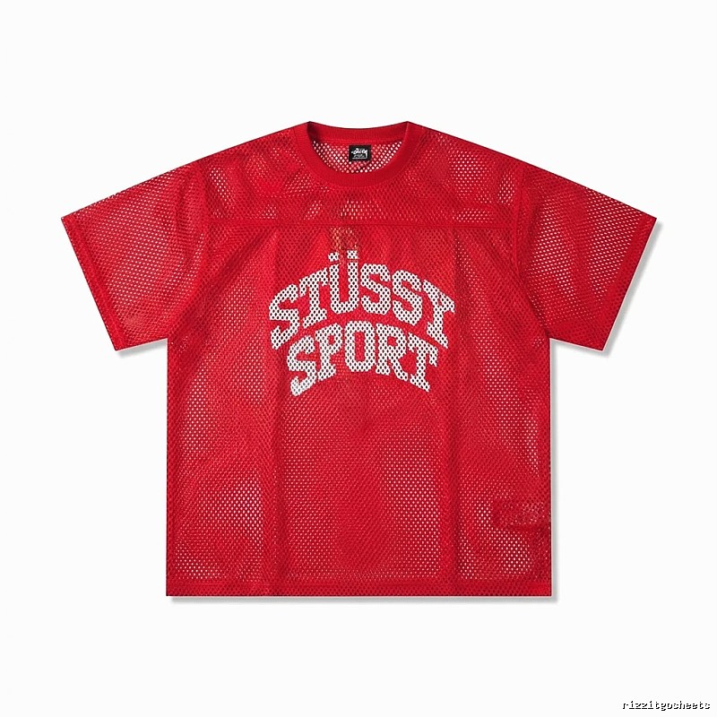 Stussy Sport series red trendy short-sleeved shirt.