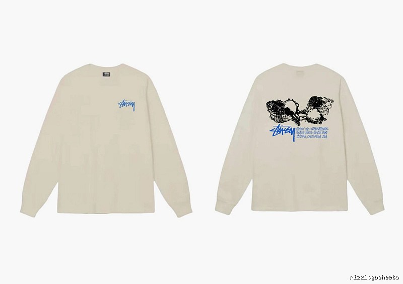 Stussy Trendy and Cool Style Off-white Long-sleeved Shirt