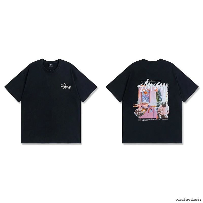 Stussy trendy style black T-shirt