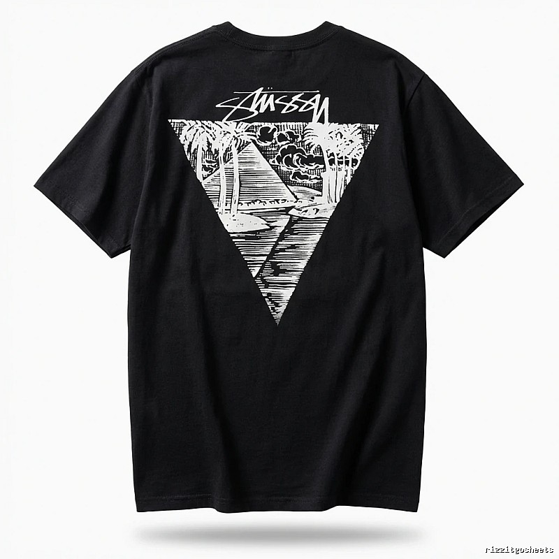 Stussy triangle print style black T-shirt