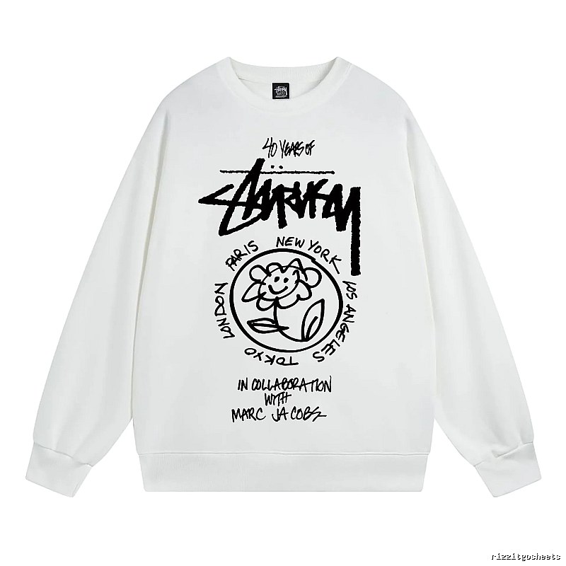 Stussy White Style 539 Graphic SweatShirt Airport Outfit
