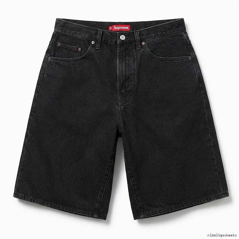 Supreme retro-style black denim shorts