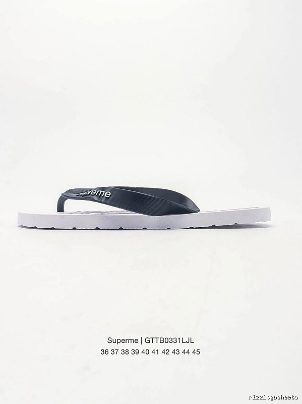 Supreme Street Fashion Black and White Flip-Flops