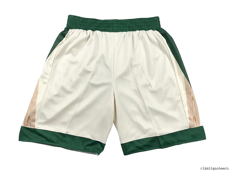 Tatum retro-style white and green shorts