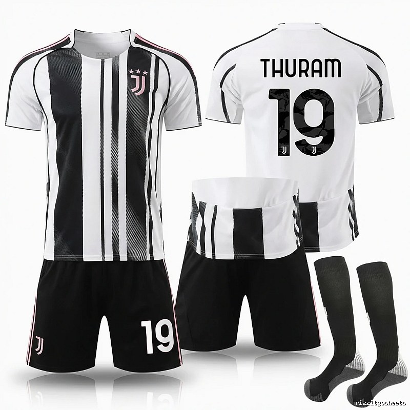 The black and white striped football jersey of Juventus.