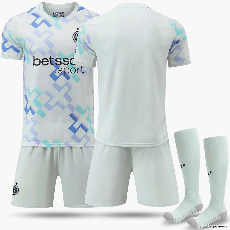 The geometric-style white jersey of Inter Milan.