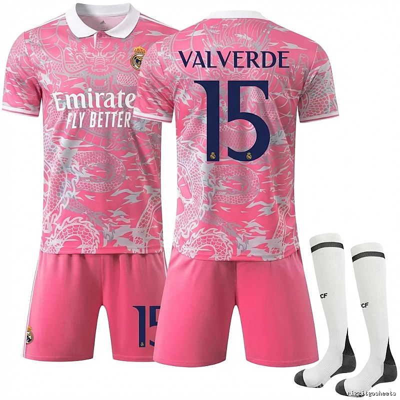 The pink jersey of the Real Madrid dragon pattern series.