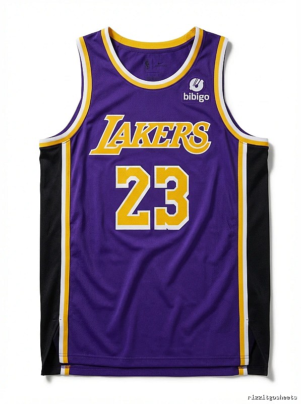 The retro-style No. 23 jersey of the Los Angeles Lakers.