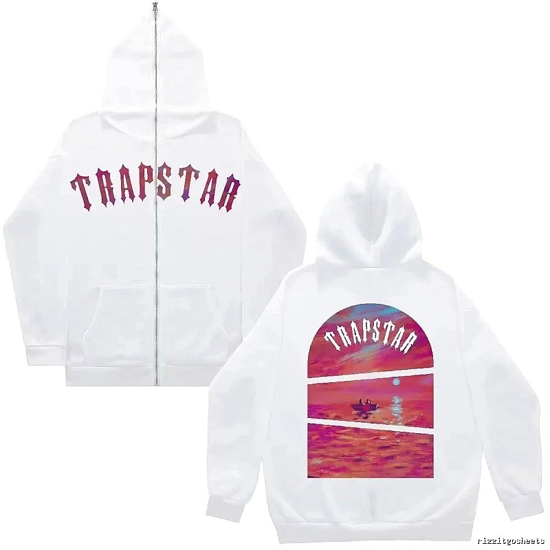Trapstar Travel Graphic zip hoodie Black Zip Pink with Modern Look