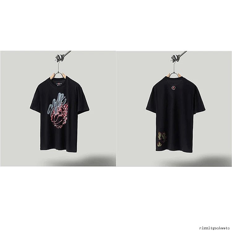 Travis Scott x Air Jordan Graffiti-style Black Short-sleeve T-shirt