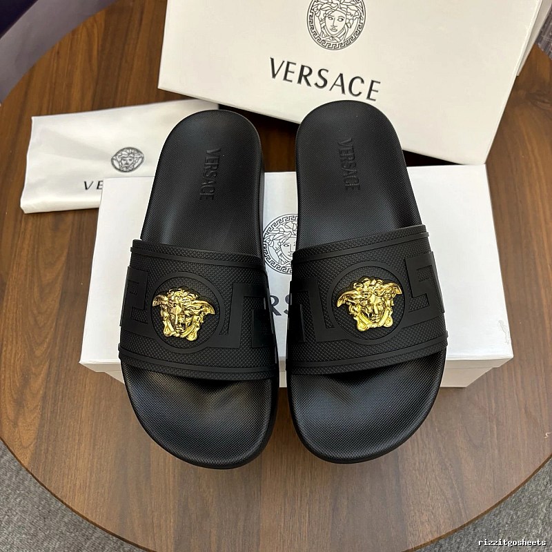Versace Medusa Luxury Style Black Slippers