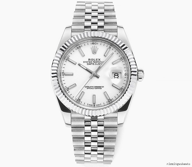 White Baton Dial Datejust Automatic Watch - Rolex Layering Edit