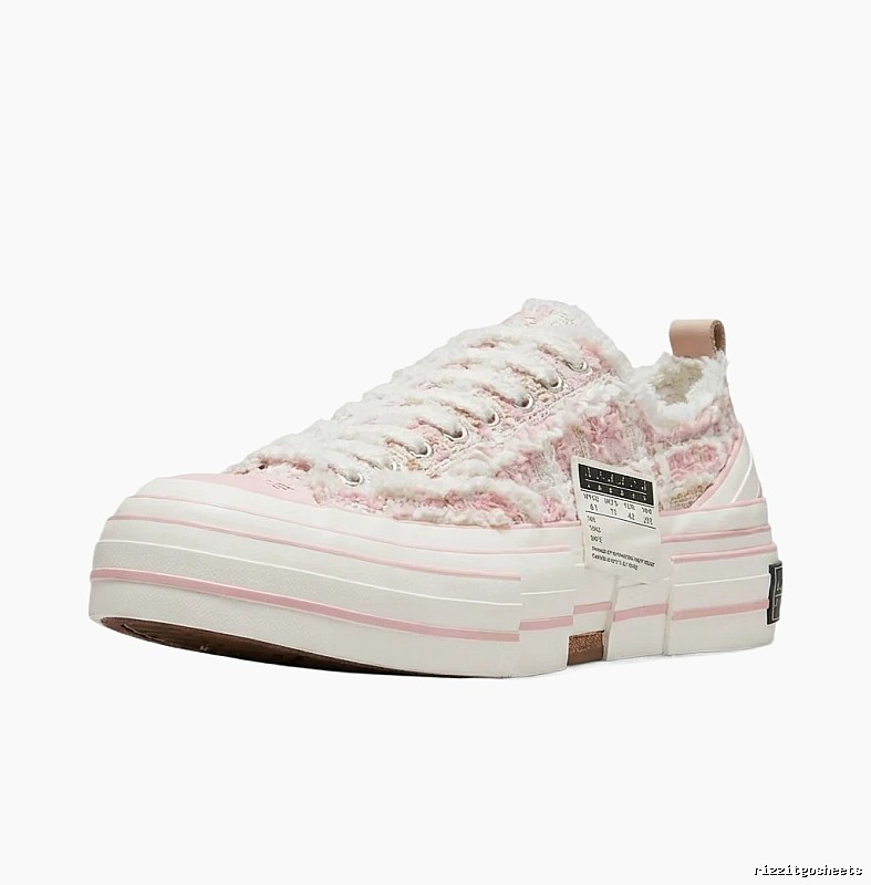 Xvessel denim-style pink and white canvas shoes