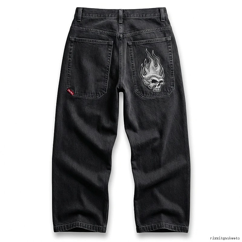 Y2K Fear of God Flame Black Denim Shorts